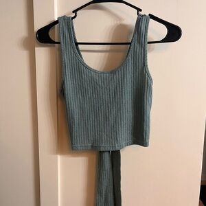 SHEIN Ribbed Sage Crop Top